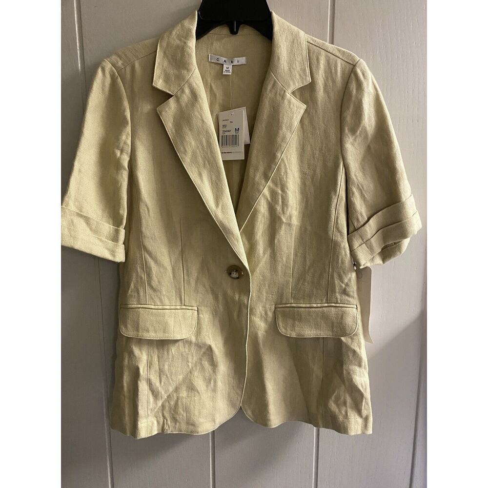 CAbi Blazer Jacket Womens Medium Beige Safari So Good Linen Style 902 Ladies